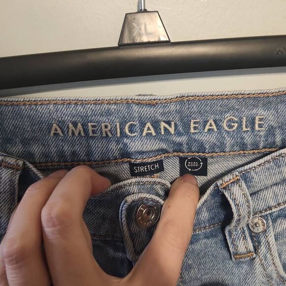 American Eagle Size 00 Super High Rise Straight Jeans Light Wash - Picture 3 of 7